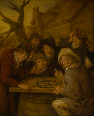 Boors playing a game of Rouge et Noir, c.1630-68 (oil on canvas)
