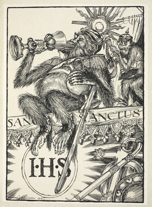 The Blessed Sacrament of 'Kultur' (Sacrilage), illustration from The Kaiser's Garland by Edmund J. Sullivan, pub. 1916 (litho)