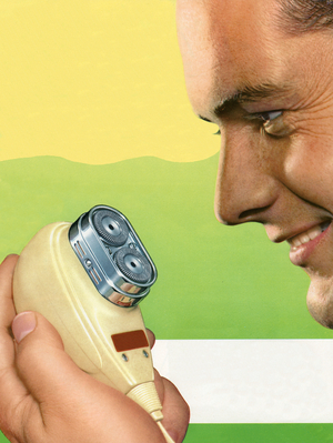 1950s Man Using Electric Razor, 1958 (screen print)