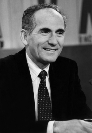 Mr Charles Fiterman Former Communist Minister of Transport Member of the Political Bureau of the Communist Party Here at the Forum Rmc Fr3 12 January 1987 (b/w photo)