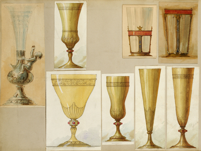 Selection of designs, House of Carl Faberge (pencil & watercolour on paper)