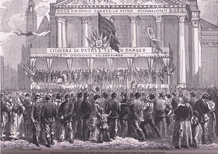 Enrolling volunteers for the defence of Paris, Cassells History of the War between France and Germany published by Cassell and Company Limited, c.1890 (litho)