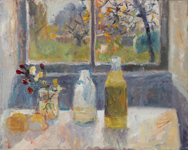 Rose Hips and Milk Bottle, 2014 (oil on canvas)