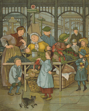 Paris: the markets (colour litho)