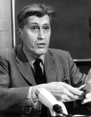 Belgian physician Willy Peers during a press conference in Brussels, provisionally released (he carried out 300 abortions) on February 22, 1973