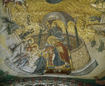 Saint Anne and Saint Joachim lead the Virgin towards the High Priest