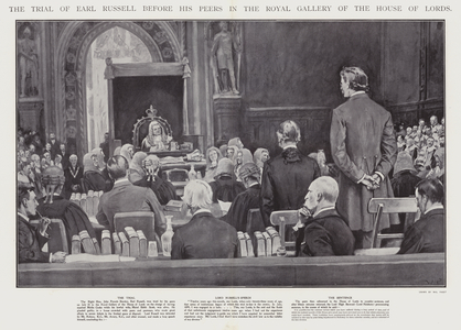 The trial of Earl Russell before his peers in the Royal Gallery of the House of Lords, Westminster (litho)