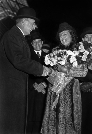 Leni Riefenstahl Arriving in France in 1939 (b/w photo)