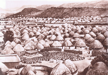Mochudi - Bechuanaland, from MacMillan school posters, c.1950-60s (litho)