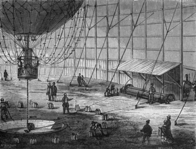 Captive balloon invented by Jules Henri Giffard (1825-1882) c. 1878, engraving