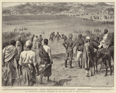 An Abyssinian Lourdes, Pilgrims at the Holy Lake on Mount Zouquala (litho)