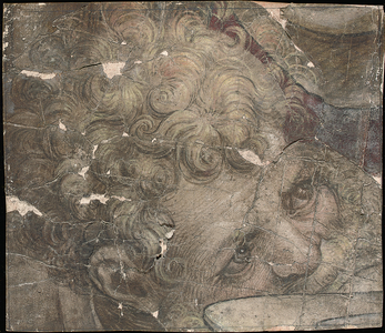 Head of a bearded man looking upwards (chalk & ink on paper)