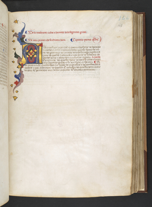 Egerton 2020 f.146r Decorated initial, from 'The Carrara Herbal', c.1390-1404 (ink, colour & gold on vellum)



