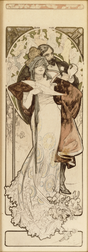 A maquette for the lithograph 'Programme 27 Octobre 1900', c. 1900 (pencil, ink, w/c)