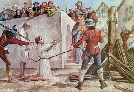 Lollards went to the stake for their religious beliefs in the fifteenth century (colour litho)