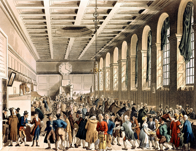 Gustan House , customs, in Londres 19th century, engraving after Rowlandson