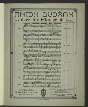 Anton Dvorak's 'Walzer fur Lkavier' (litho)