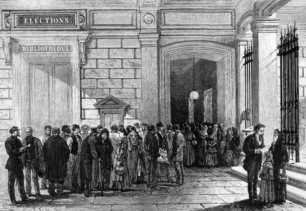 Giving of help in Lyon (France) in 1879, engraving