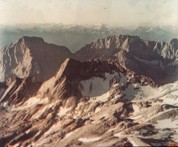 Aerial photograph of Alpine mountains photographed on glass plate using early Uvach..., 1920 (photo)