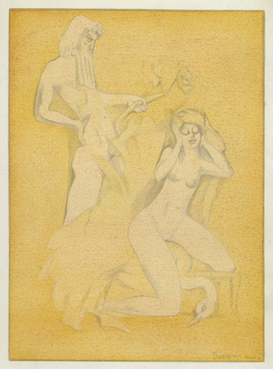 The Love Books of Ovid: The Fair Leda, whom the divine adulterer seduced (colour litho)