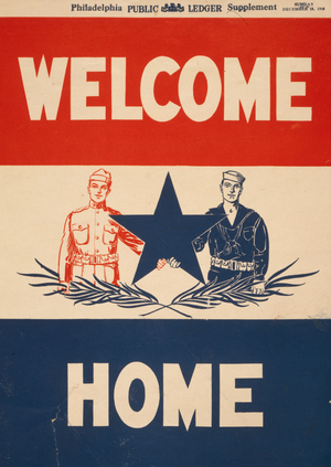 Welcome home, 1918 (colour lithograph)