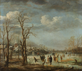 Winter Landscape near a Town with Bare Trees, 1650 (oil on canvas)