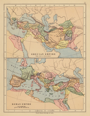Grecian Empire; Roman Empire (colour litho)