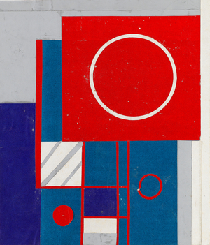 Original Design for White, Red and Blue Circles in Square, c.1940 (paper collage & paint)