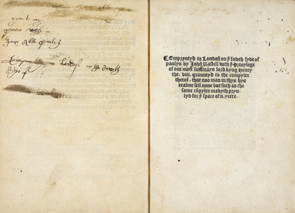 A colophon with reference to John Rastell's location on the south side St. Paul's