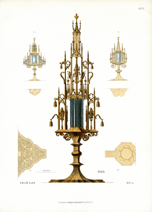 Gothic Reliquary Stand from 1523 (chromolitho)