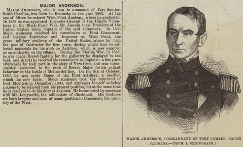 Major Anderson, Commandant of Fort Sumter, South Carolina (engraving)
