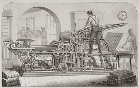 19th century Cottrell & Babcock cylinder press, 1880 (print)