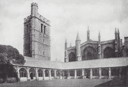 Oxford: New College Tower and Cloisters (b/w photo)