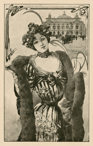 Beautiful Edwardian woman (litho)