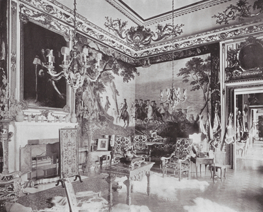 Blenheim Palace, Oxfordshire, England: A Room in the State Suite (b/w photo)