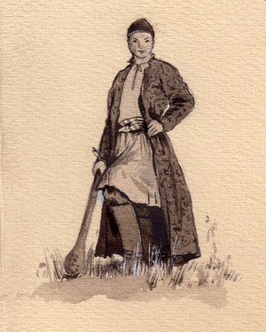 Illustration from 'Gulchachak', Tatar folk tale (watercolour on paper)