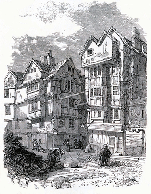 Butcher Row, The Strand, London (litho)