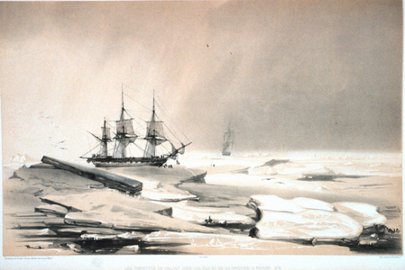 French ships ASTROLABE and ZELEE under the command of Dumont D'Urville