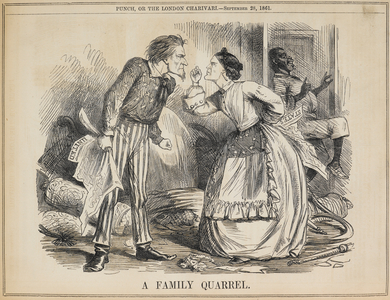 'A family quarrel'. The North and South depicted as a quarreling couple.