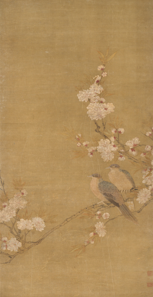 Doves and Pear Blossoms (ink & colour on silk)