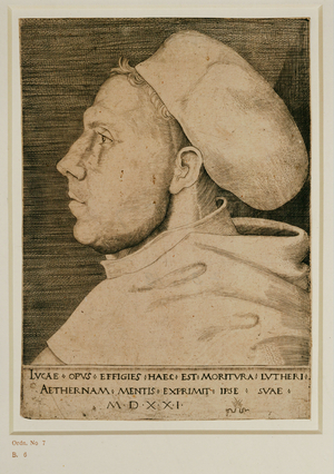 Martin Luther with doctor's cap. Engraving … (engraving)