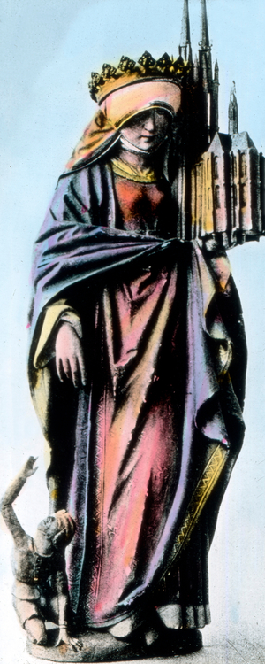 Statue of Elizabeth at the cathedral in the city of Marburg, Hesse