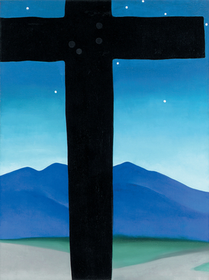 Black Cross with Stars and Blue (oil on canvas)