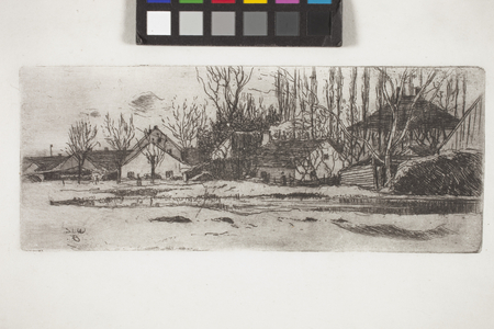 Tümpel Vor Dem Dorf Mit Pappelallee (Pool In Front Of A Village With An Allee Of Poplars) (etching)