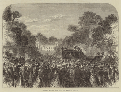 Funeral of the late Lord Brougham at Cannes (engraving)