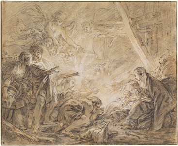 The Adoration of the Shepherds, 1758-1760 (black chalk, pen and brown ink with brown wash, heightened with white gouache and white chalk on cream laid paper)