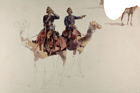 English Camel Corps, Sudan, 1884/5 (pencil & w/c on paper)