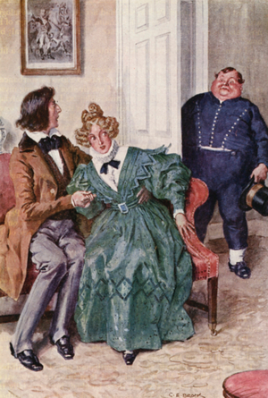 Illustration for The Pickwick Papers by Charles Dickens (colour litho)