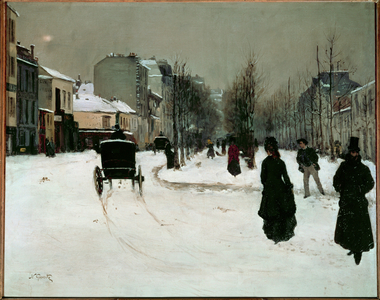 The Boulevard de Clichy under snow (painting on canvas)