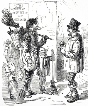 Cartoon commenting on the Californian Gold Rush
